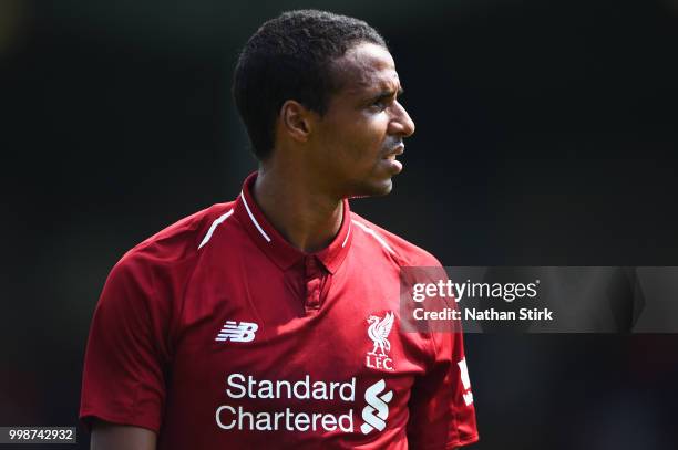 Joel Matip of Liverpool looks on during the pre-season friendly match between Bury and Liverpool at Gigg Lane on July 14, 2018 in Bury, England.