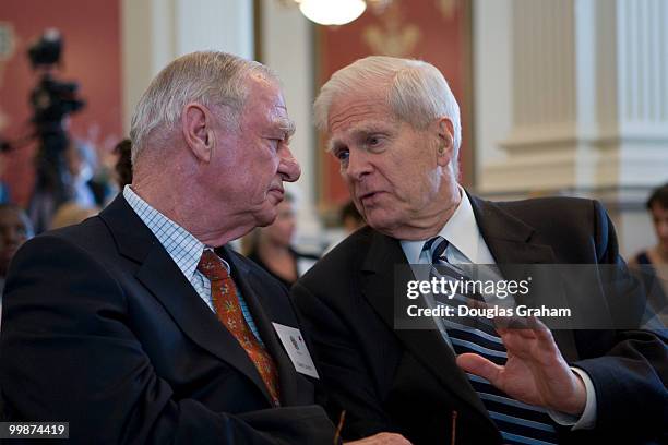 Jerry Lenfest and Librarian of Congress James H. Billington talk before a media preview of the new LOC Experience, which will feature interactive...