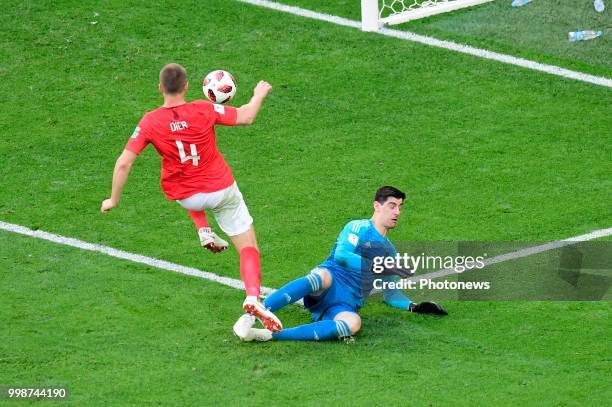 Eric Dier midfielder of England & Thibaut Courtois goalkeeper of Belgium during the FIFA 2018 World Cup Russia Play-off for third place match between...