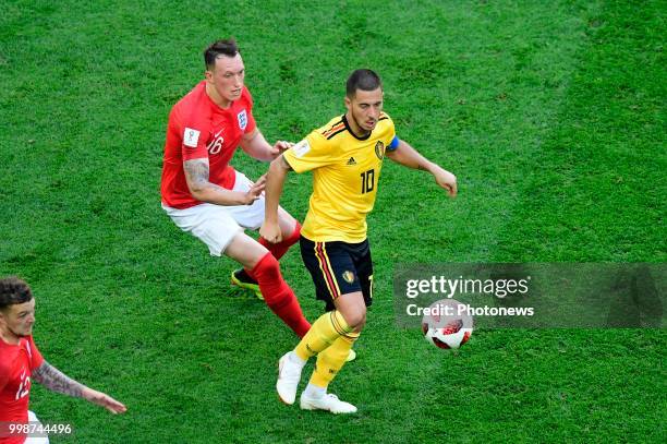 Phil Jones defender of England & Eden Hazard midfielder of Belgium during the FIFA 2018 World Cup Russia Play-off for third place match between...