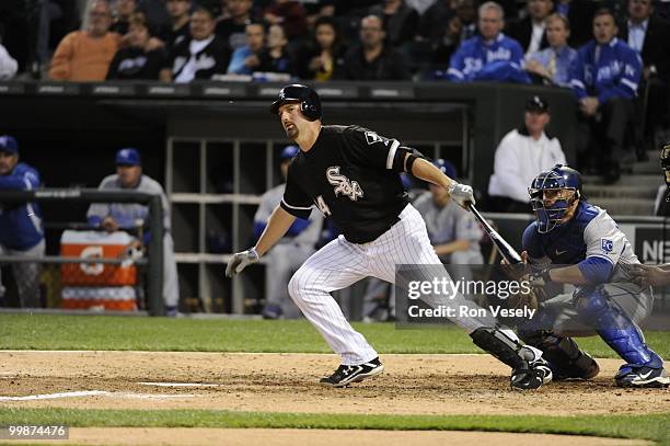 Paul Konerko of the Chicago White Sox bats against the Kansas City Royals on May 03, 2010 at U.S. Cellular Field in Chicago, Illinois. The White Sox...