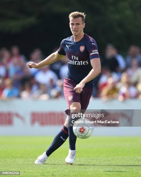 Rob Holding of Arsenal during the pre-season friendly between Boreham Wood and Arsenal at Meadow Park on July 14, 2018 in Borehamwood, England.
