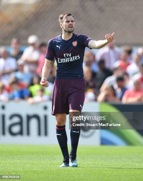 Carl Jenkinson of Arsenal during the pre-season friendly between Boreham Wood and Arsenal at Meadow Park on July 14, 2018 in Borehamwood, England.