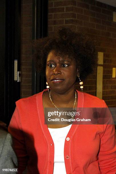 Rep. Cynthia McKinney walks to a press conference at Howard University to discuss the incident involving her striking a Capitol Police Officer. The...