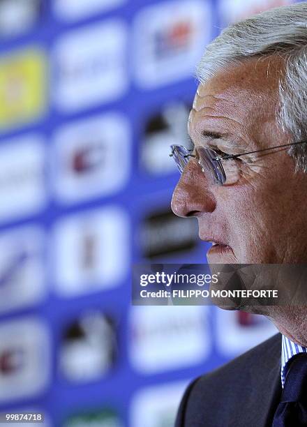 Italy's soccer team coach Marcello Lippi announces his team for the World Cup 2010 on May 18, 2010 during a press conference in Rome. The reigning...