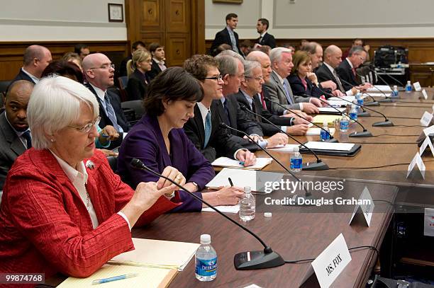 House Financial Services Committee full committee hearing on "The Overdraft Protection Act of 2009." October 30, 2009. Witness L to R: Jean Ann Fox,...