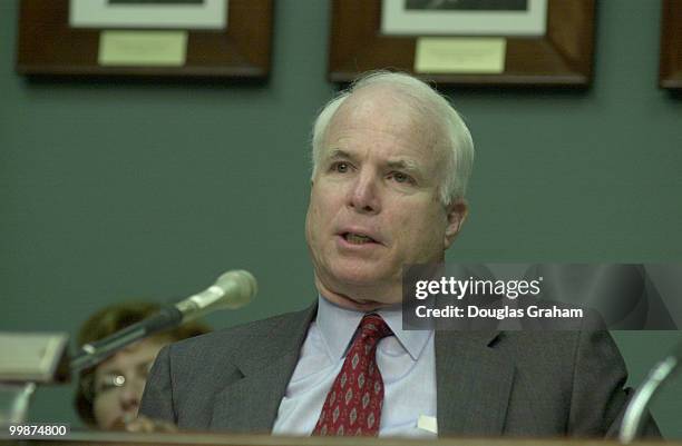 Chairman John McCain, R-AZ., during the full committee hearing on global warming.