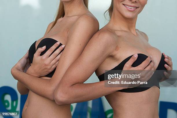 Models pose with the new bra 'Perfect Strapless', designed by Wonderbra at El corte ingles mall on May 18, 2010 in Madrid, Spain.