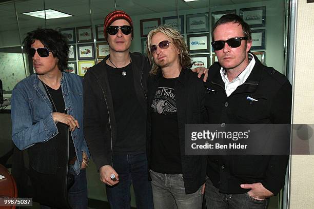 *Exclusive* Musicians Dean DeLeo, Robert DeLeo, Eric Kretz and Scott Weiland of the Stone Temple Pilots visit SIRIUS XM Studio on May 18, 2010 in New...