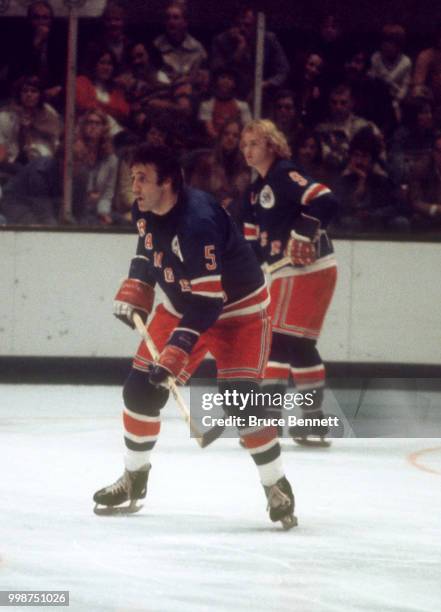 Phil Esposito of the New York Rangers skates on the ice during an NHL game against the California Golden Seals circa 1975 at the Oakland Coliseum in...