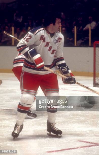 Phil Esposito of the New York Rangers skates on the ice during an NHL game circa January, 1976 at the Madison Square Garden in New York, New York.
