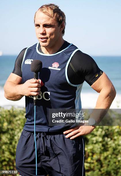 Phil Waugh chats to the media during the Waratahs media session at Beverly Hills Hotel on May 18, 2010 in Durban, South Africa.