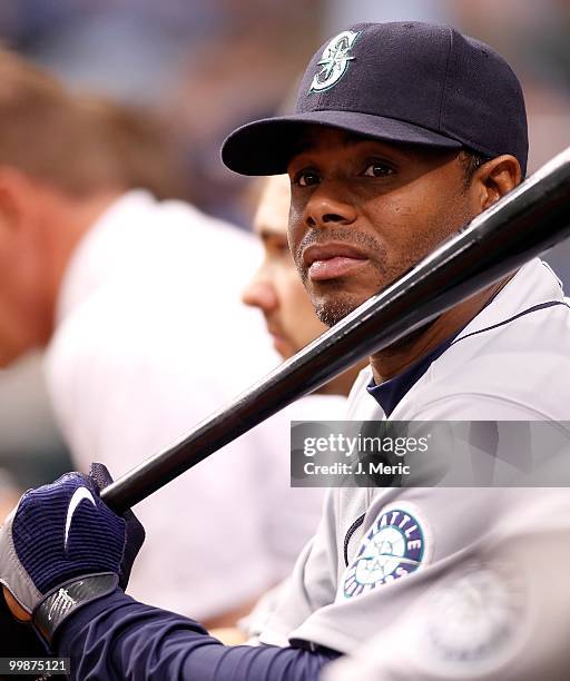 Designated hitter Ken Griffey Jr. #24 of the Seattle Mariners waits to bat against the Tampa Bay Rays during the game at Tropicana Field on May 16,...