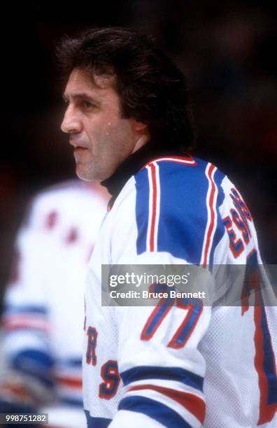 Phil Esposito of the New York Rangers skates on the ice during an NHL game circa March, 1980 at the Madison Square Garden in New York, New York.