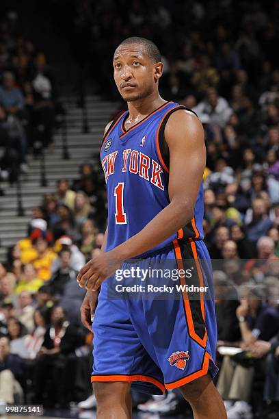 Chris Duhon of the New York Knicks looks on during the game against the Golden State Warriors at Oracle Arena on April 2, 2010 in Oakland,...