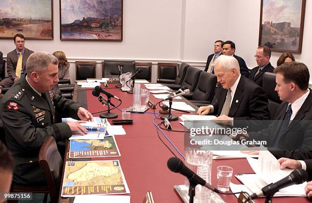 Gen. John Abizaid - commander, U.S. Central Command and Chairman Joe Knollenberg, R-Mich., during the military construction subcommittee of House...