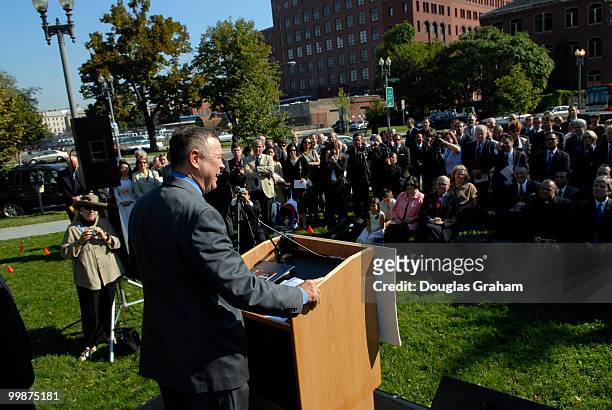 Over 100 gathered along with guest speaker Dana Rohrabacher, R-CA., at the Victims of Communism Memorial groundbreaking ceremony for the Victims of...