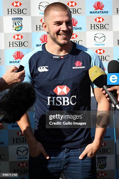 Drew Mitchell chats to the media during the Waratahs media session at Beverly Hills Hotel on May 18, 2010 in Durban, South Africa.