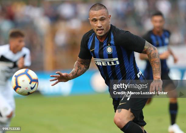 Radja Nainggolan of FC Internazionale in action during the pre-season friendly match between Lugano and FC Internazionale on July 14, 2018 in Lugano,...