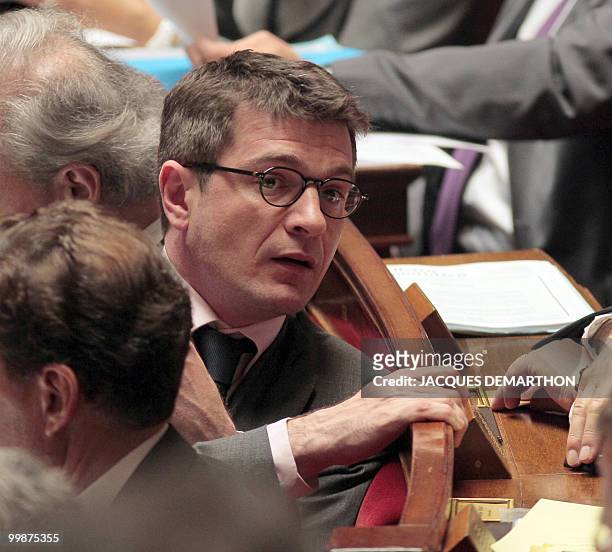 French Housing and Urban Affairs Junior minister Benoit Apparu attends the weekly session of questions to the government on May 18, 2010 at the...