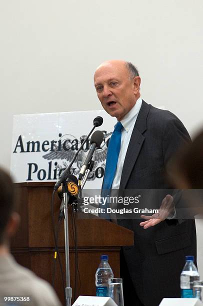 Former CIA Director James Woolsey delivers remarks on 21st century threats and responses during a conference on "Missile Defenses and American...