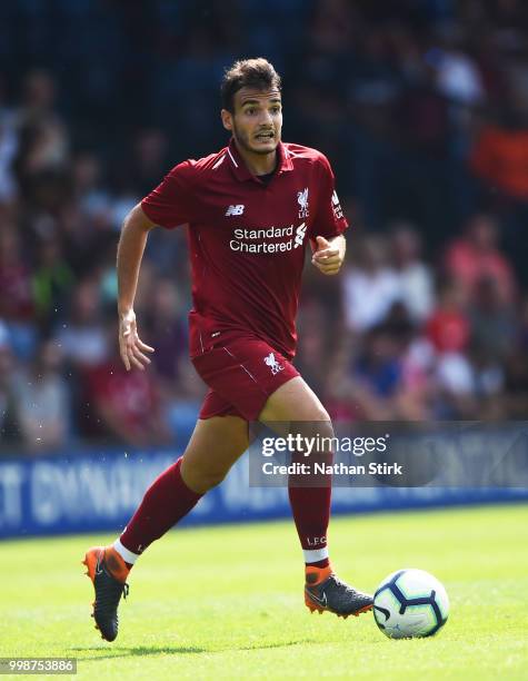 Pedro Chirivella of Liverpool controls the ball during a pre-season friendly match between Bury and Liverpool at Gigg Lane on July 14, 2018 in Bury,...