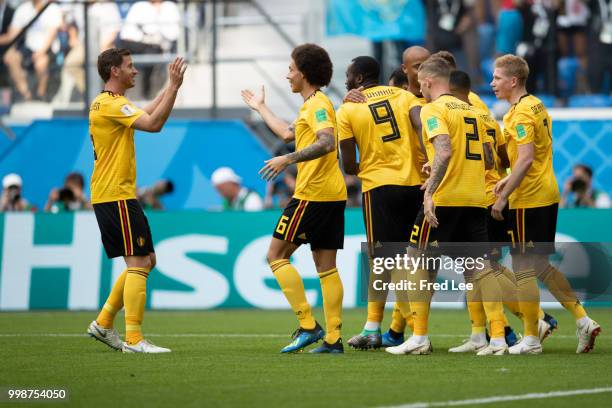 Goal Thomas Meunier defender of Belgiumduring the FIFA 2018 World Cup Russia Play-off for third place match between Belgium and England at the Saint...