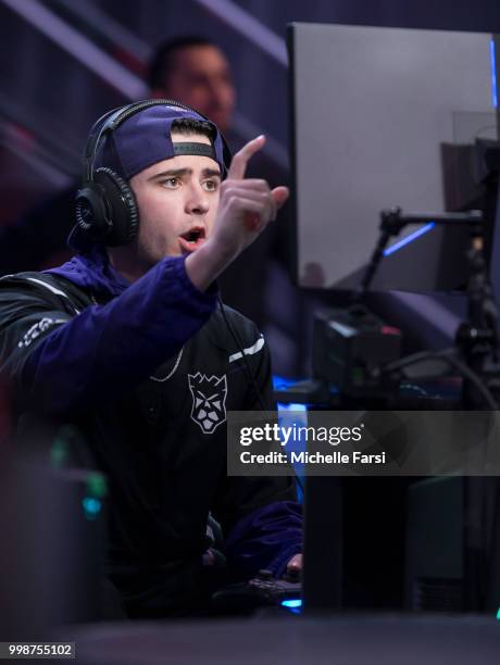 ColeWorld2K of Kings Guard Gaming reacts during game against Celtics Crossover Gaming during Day 3 of the NBA 2K - The Ticket tournament on July 14,...