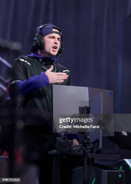 ColeWorld2K of Kings Guard Gaming reacts during game against Celtics Crossover Gaming during Day 3 of the NBA 2K - The Ticket tournament on July 14,...