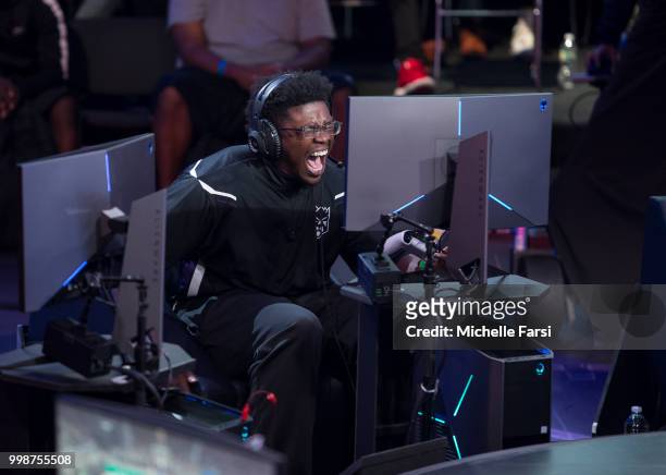 Timelycook of Kings Guard Gaming reacts during game against Celtics Crossover Gaming during Day 3 of the NBA 2K - The Ticket tournament on July 14,...