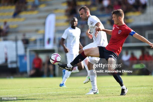 Petar Skuletic of Montpellier and Julien Laporte of Clermont during the Friendly match between Montpellier and Clermont Ferrand on July 14, 2018 in...