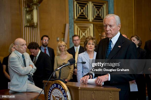 Senate Judiciary Committee ranking Republican Sen. Arlen Specter, R-Pa.; Sen. Elizabeth Dole, R-N.C.; and Sen. Orrin Hatch, R-UT., during a news...