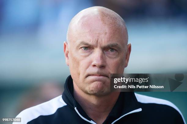 Uwe Rosler, head coach of Malmo FF during the Allsvenskan match between Malmo FF and Ostersunds FK at Malmo Stadion on July 14, 2018 in Malmo, Sweden.