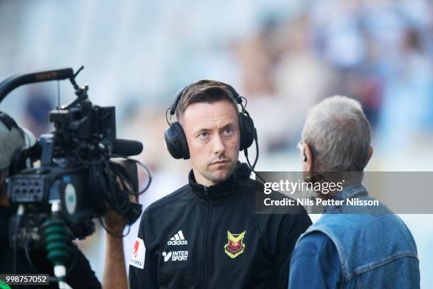 Ian Burchnall, head coach of Ostersunds FK during the Allsvenskan match between Malmo FF and Ostersunds FK at Malmo Stadion on July 14, 2018 in...