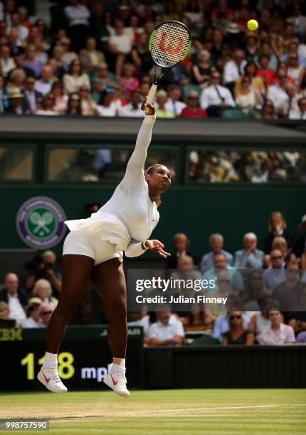 Serena Williams of The United States in action against Julia Goerges of Germany during their Ladies' Singles semi-final match on day ten of the...