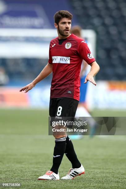 Ryan Flynn of St Mirren during the Betfred Scottish League Cup match between Kilmarnock and St Mirren at Rugby Park on July 13, 2018 in Kilmarnock,...