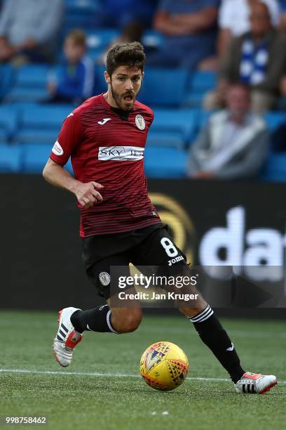 Ryan Flynn of St Mirren during the Betfred Scottish League Cup match between Kilmarnock and St Mirren at Rugby Park on July 13, 2018 in Kilmarnock,...