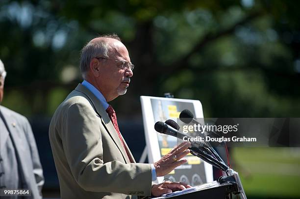 Rep. Richard "Doc" Hastings, R-Wash, during a news conference to highlight the one-year anniversary of the lifting of the moratorium on oil drilling...