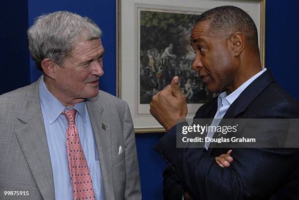 Kit Bond talks with former baseball great Ozzie Smith in Bonds Capitol Hill office about the National Prostate Cancer Coalition, Prostate Cancer...