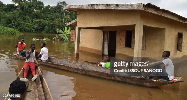 This picture taken on July 14, 2018 shows a flooded area in Aboisso, 120 kms from Abidjan after a heavy rainfall.