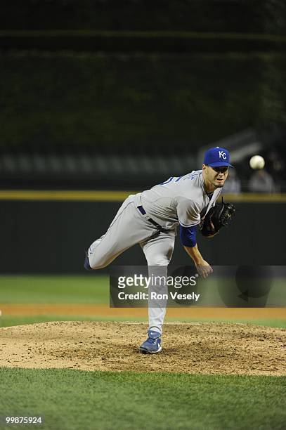 Gil Meche of the Kansas City Royals pitches against the Chicago White Sox on May 03, 2010 at U.S. Cellular Field in Chicago, Illinois. The White Sox...