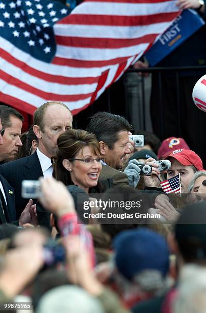 Vice presidential candidate and Alaska Gov. Sarah Palin during a MCCain/Palin rally at J.R. Festival Lakes at Leesburg Virginia on October 27, 2008.