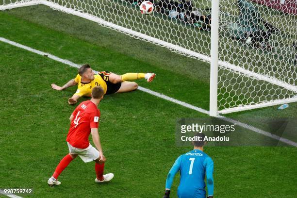 Toby Alderweireld of Belgium in action during the 2018 FIFA World Cup 3rd place match between Belgium and England at the Saint Petersburg Stadium in...