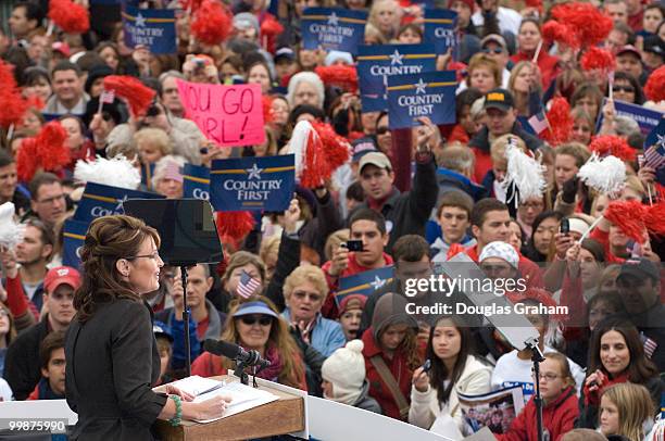 Vice presidential candidate and Alaska Gov. Sarah Palin during a MCCain/Palin rally at J.R. Festival Lakes at Leesburg Virginia on October 27, 2008.