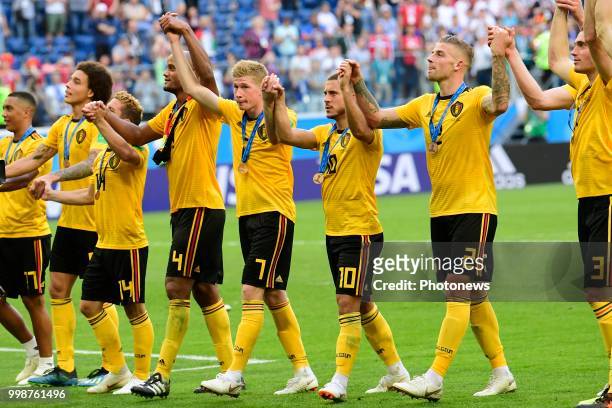 Axel Witsel midfielder of Belgium, Vincent Kompany defender of Belgium, Kevin De Bruyne forward of Belgium, Eden Hazard midfielder of Belgium adn...