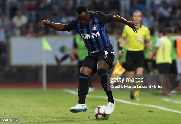 Kwadwo Asamoah of FC Internazionale in action during the pre-season friendly match between Lugano and FC Internazionale on July 14, 2018 in Lugano,...