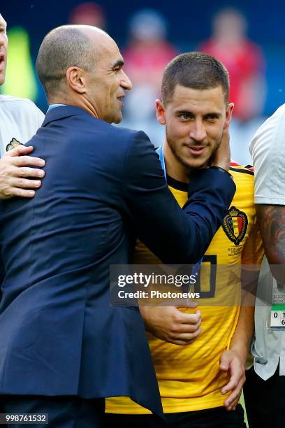 Roberto Martinez head coach of Belgian Team and Eden Hazard midfielder of Belgium during the FIFA 2018 World Cup Russia Play-off for third place...