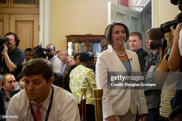 Speaker of the House Nancy Pelosi, D-Calif., answers questions about health care during her weekly news conference in the U.S. Capitol, July 30,...