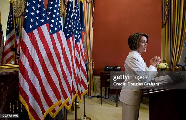 Speaker of the House Nancy Pelosi, D-Calif., answers questions about health care during her weekly news conference in the U.S. Capitol, July 30,...