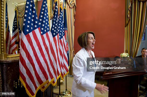 Speaker of the House Nancy Pelosi, D-Calif., answers questions about health care during her weekly news conference in the U.S. Capitol, July 30,...